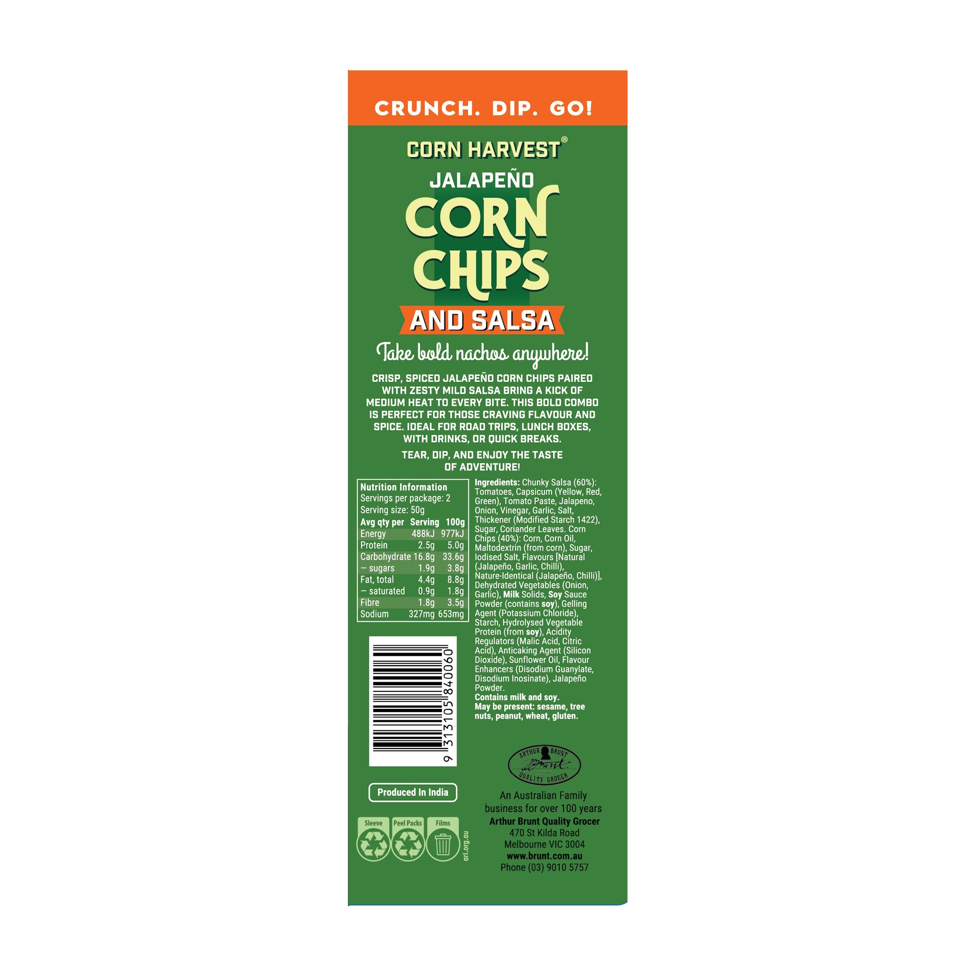 CORN HARVEST Corn Chips and Salsa - Jalapeño 100g - Image 3