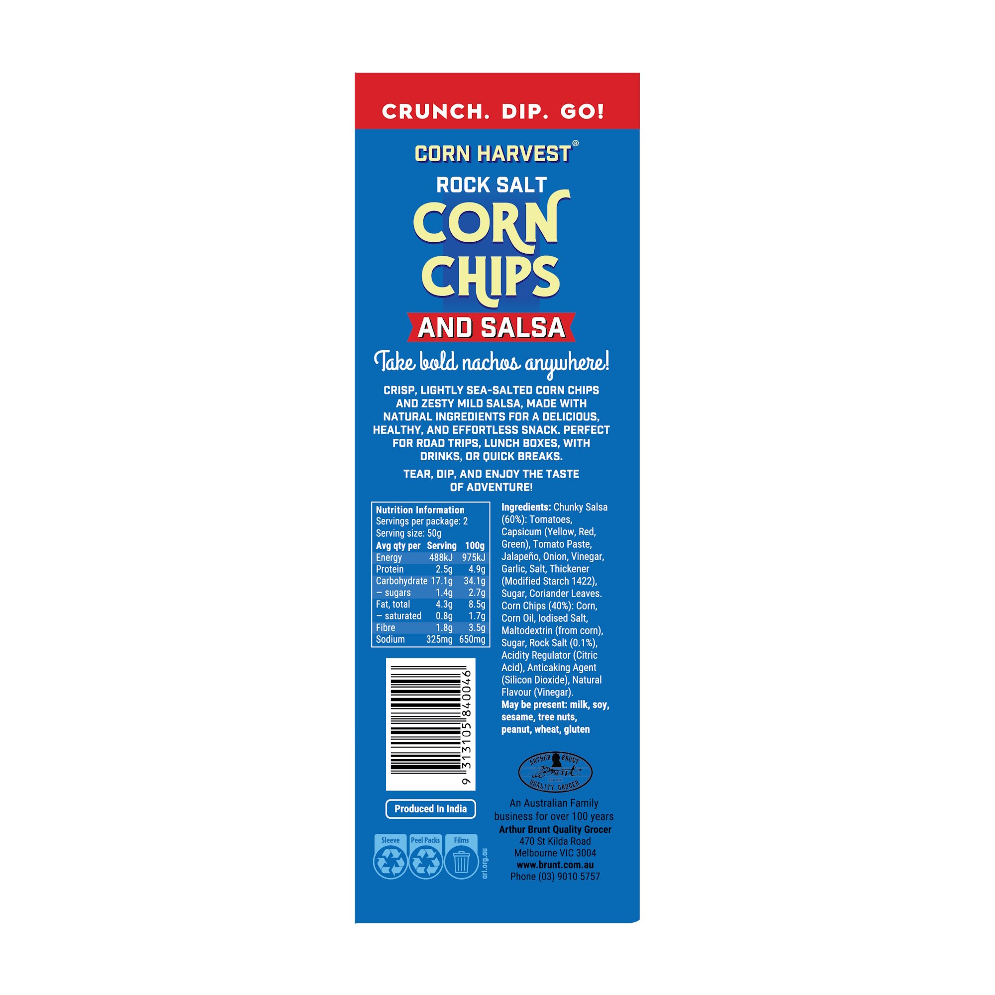 CORN HARVEST Corn Chips and Salsa - Rock Salt 100g 5-pack - Image 2